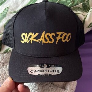 Black and Gold Trucker Hat “sick ass foo”